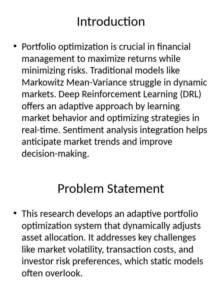 DRL-Based Adaptive Portfolio Optimization | PDF | Mathematical ...
