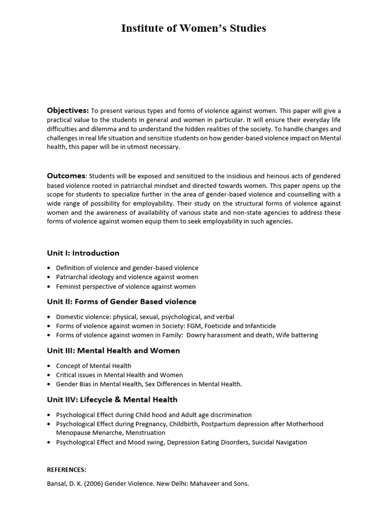 Gender, Violence and Mental Health | PDF | Violence Against Women ...