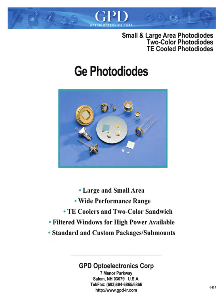 Ge and InGaAs Photodetector Specs | PDF | Electronic Engineering ...