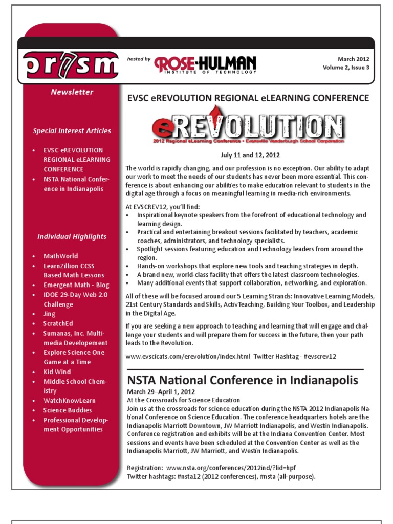 NSTA National Conference in Indianapolis Evsc Erevolution Regional