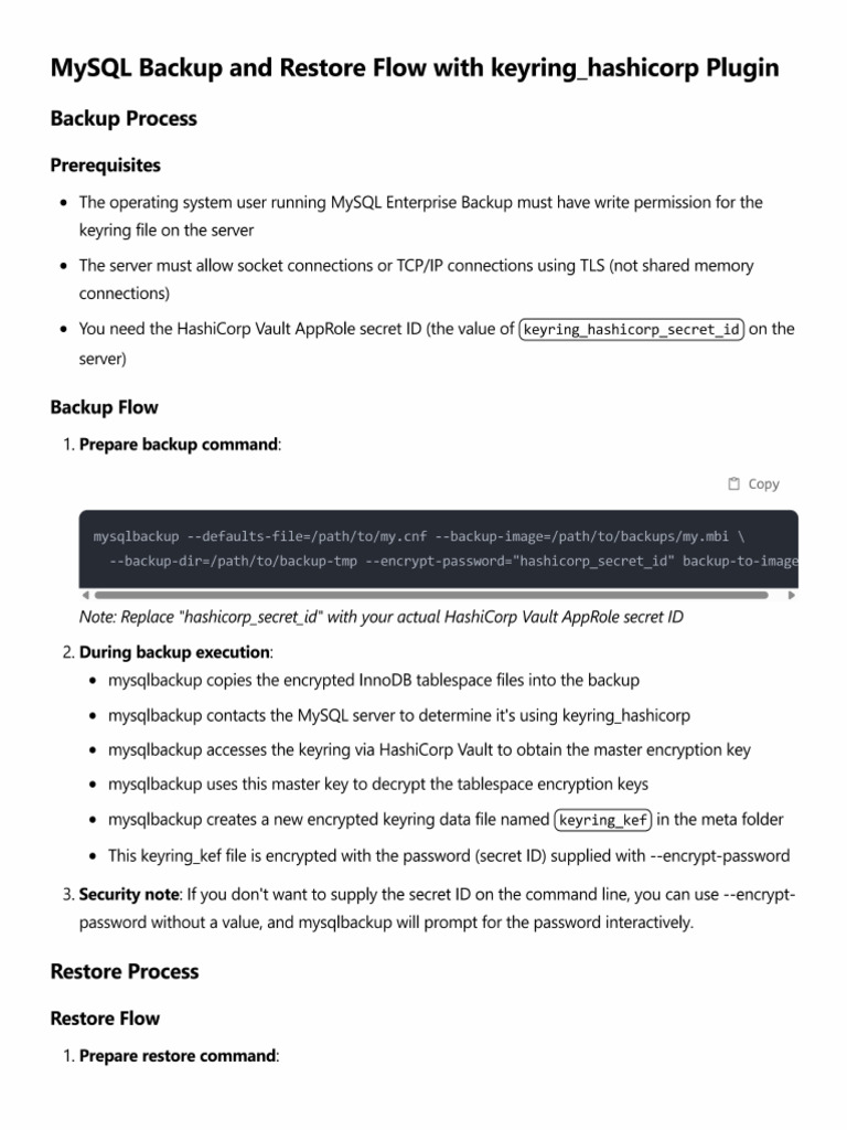 Backup and Restore of Encrypted Tablespaces | PDF