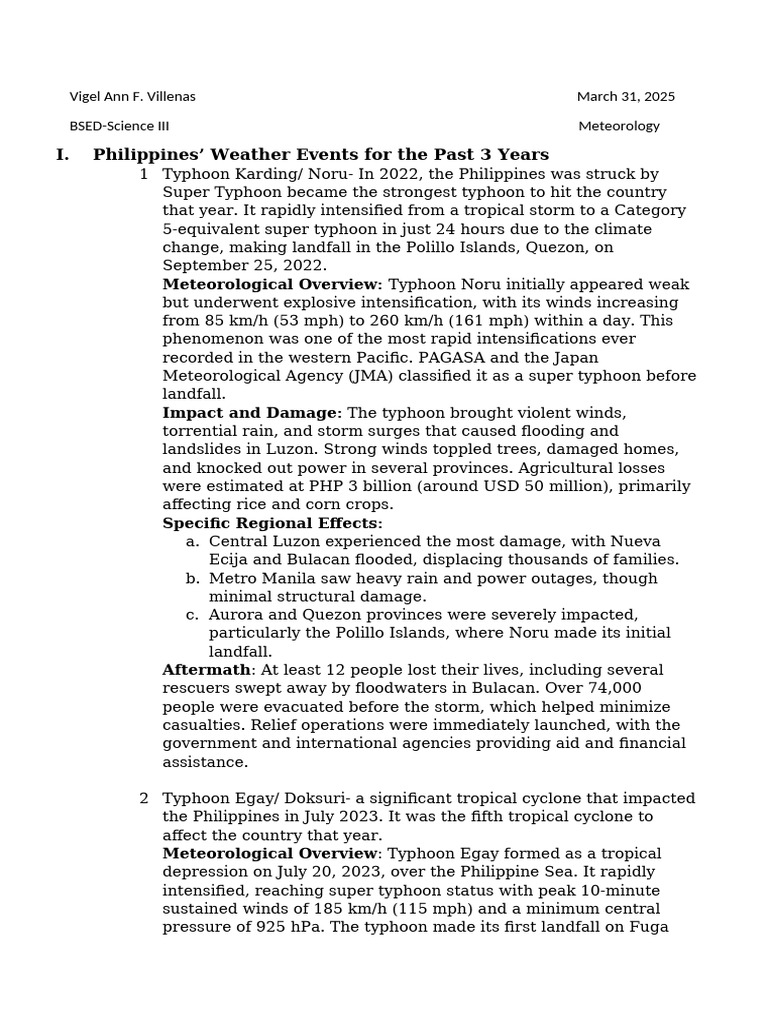 Recent Typhoons Impacting the Philippines | PDF | Tropical Cyclones ...