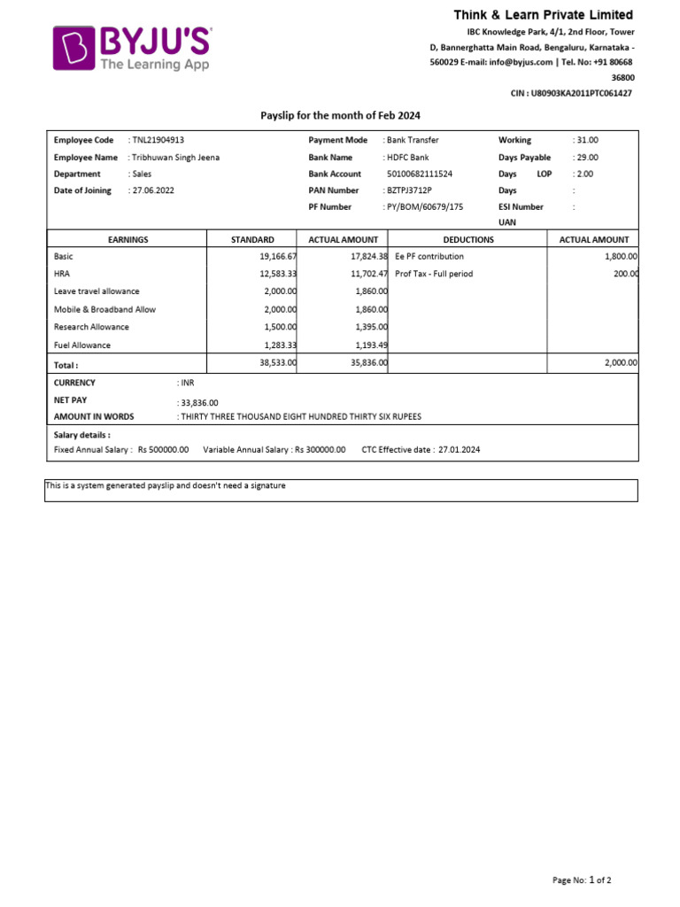 Payslip 2024 | PDF | Taxes | Paycheck