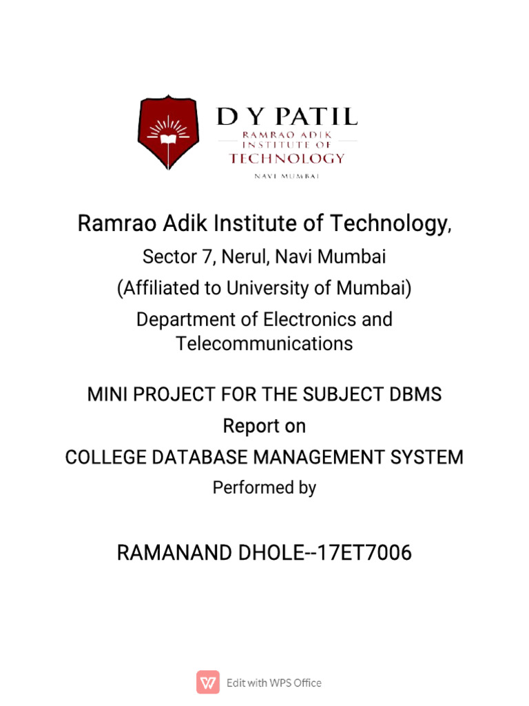 College Database Management System Report | PDF