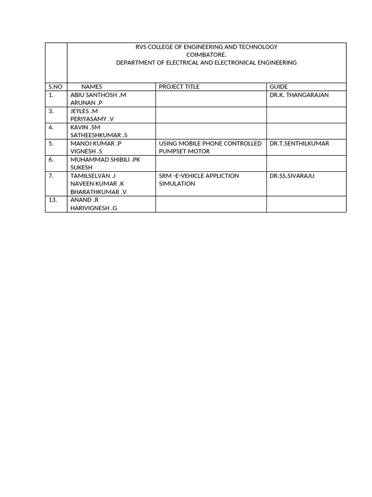 Electrical Engineering Project Titles | PDF