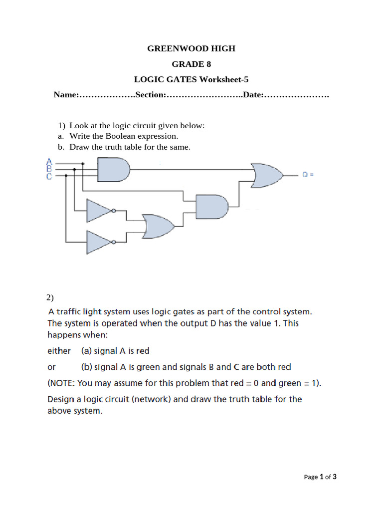 Logic Gates Worksheet-5 | PDF