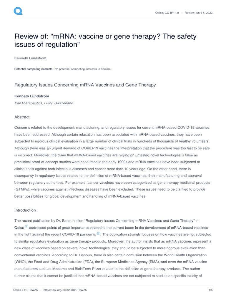 mRNA Vaccines: Safety and Regulation Issues | PDF | Vaccines | Cancer