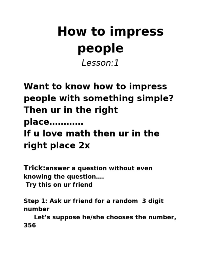 Impress Friends with Simple Math Trick | PDF