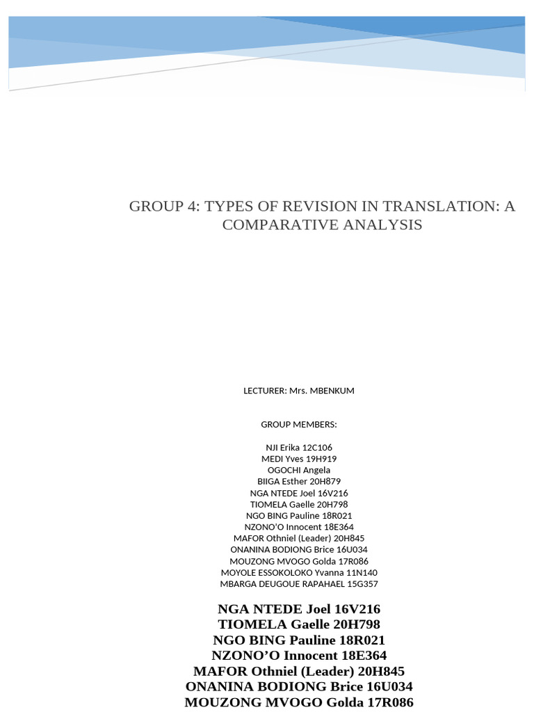 Types of Revision in Translation Analysis | PDF