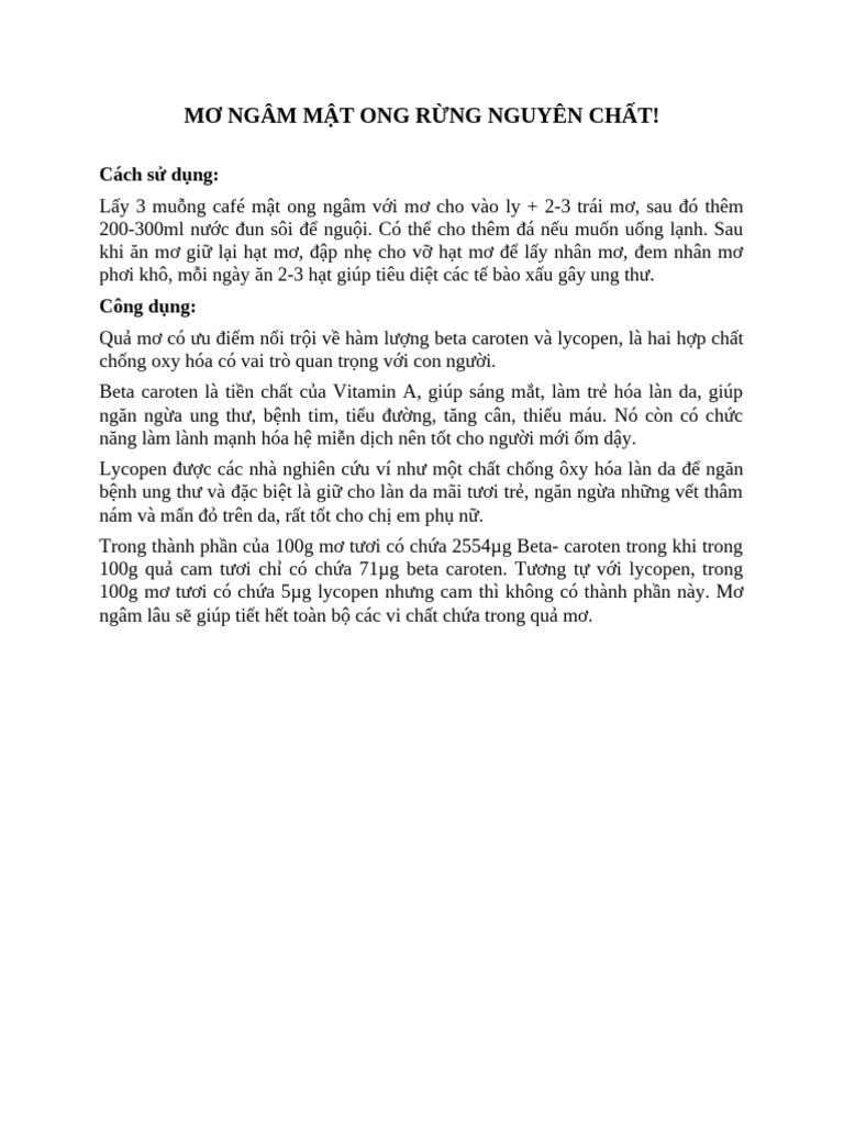 MƠ NGÂM MẬT ONG RỪNG NGUYÊN CHẤT | PDF