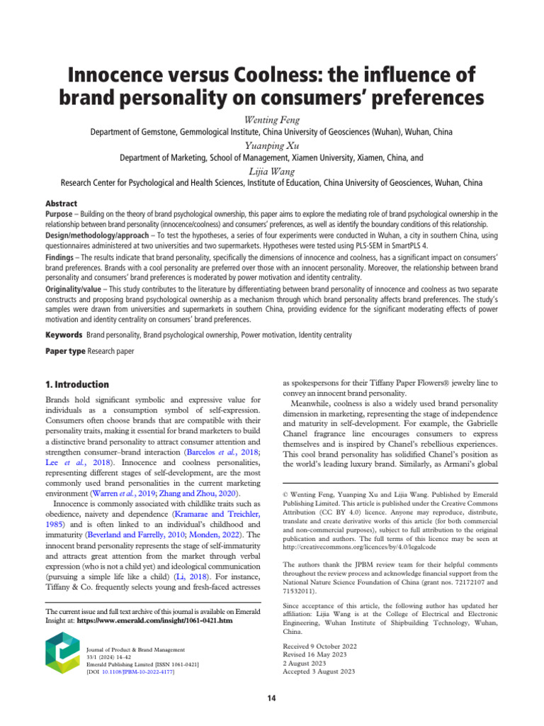 Brand Personality's Impact on Preferences | PDF | Brand | Attitude ...
