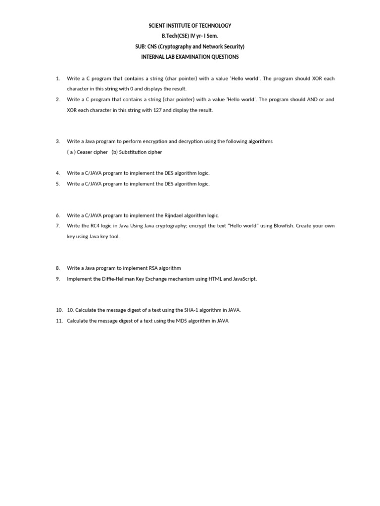 CNS Internal Lab Exam 10-1-25 | PDF