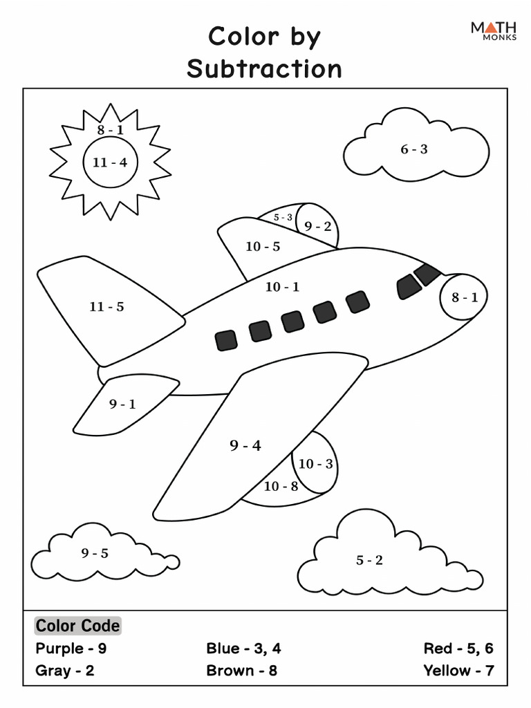 Free Color by Subtraction Worksheet | PDF