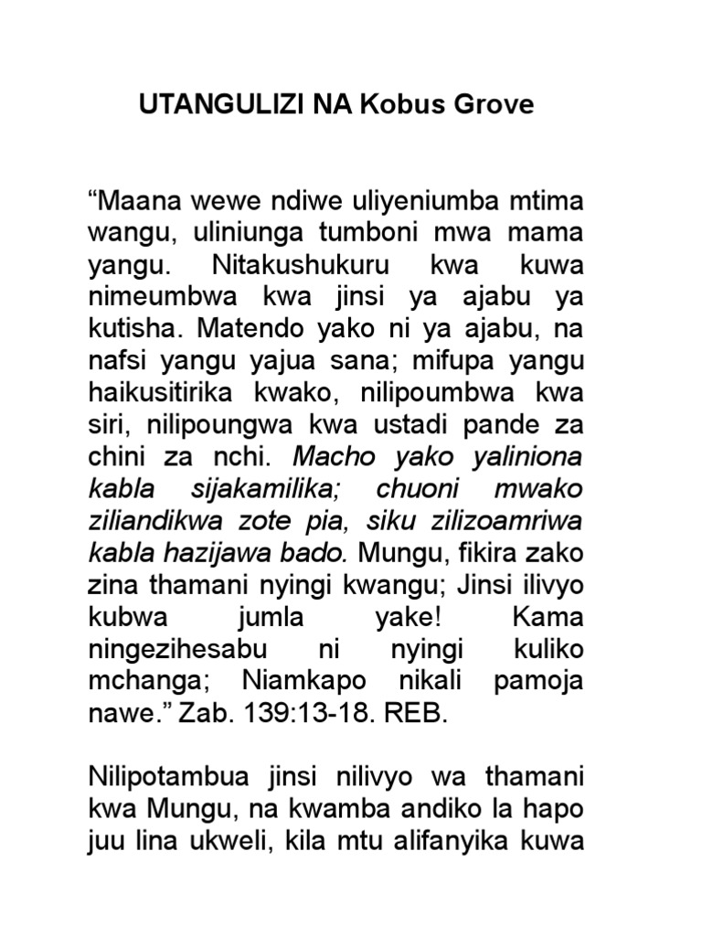 Swahili Translation of Divine Embrace PDF