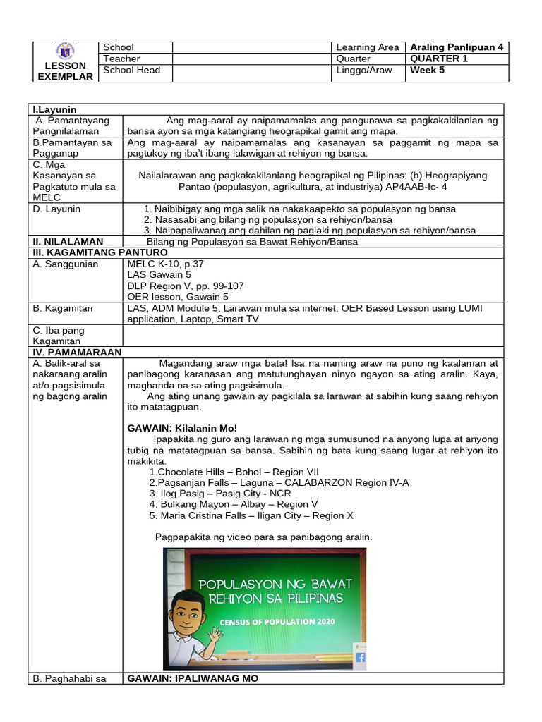Lesson Exemplar G4Q1W4 | PDF