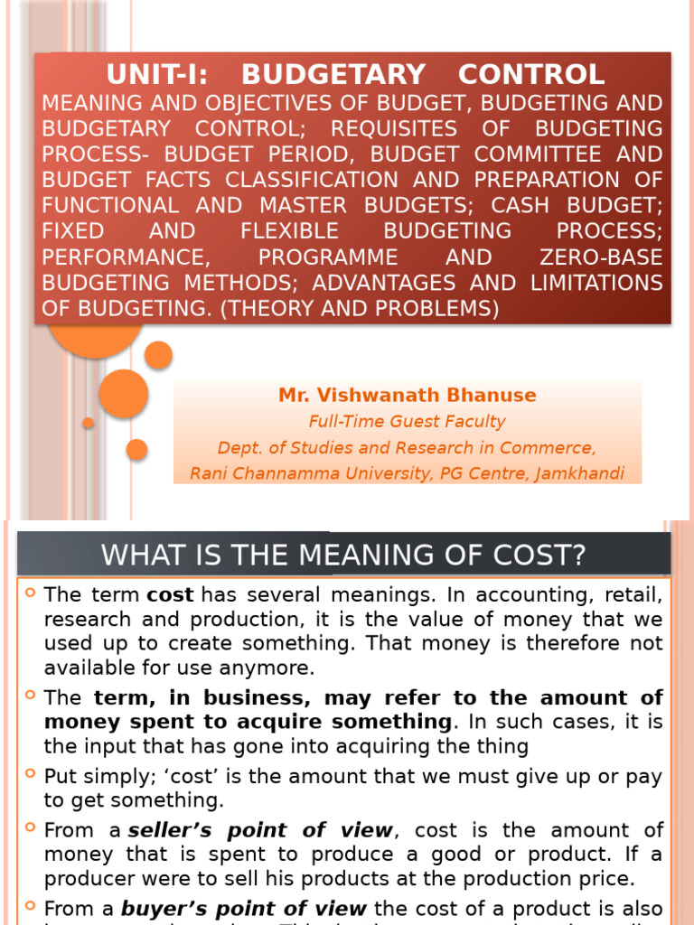 Budgetary Control and Cost Concepts | PDF | Marginal Cost | Budget