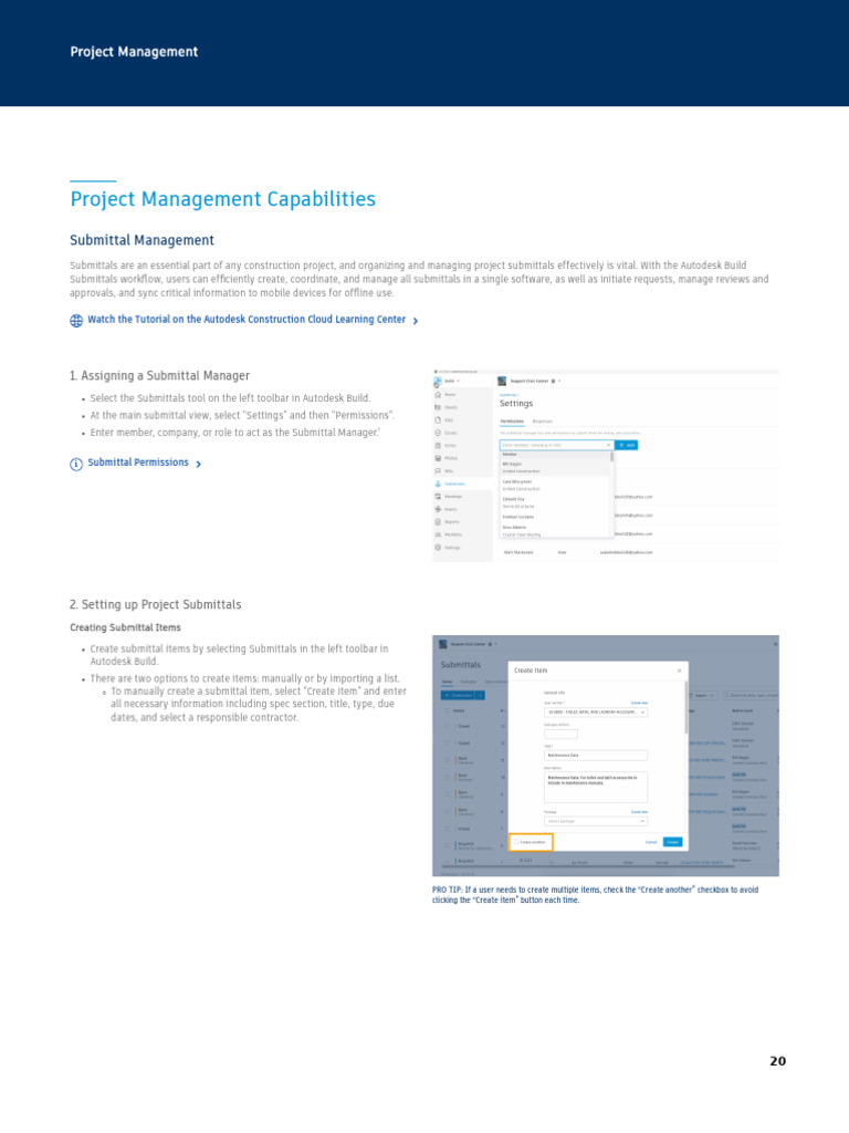Autodesk Build Submittal Management Guide | PDF | Software | Computing