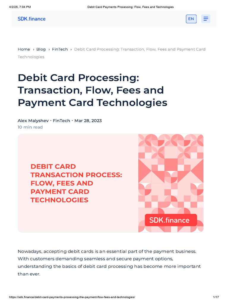 Debit Card Transaction Processing Flow | PDF | Credit Card | Payment ...