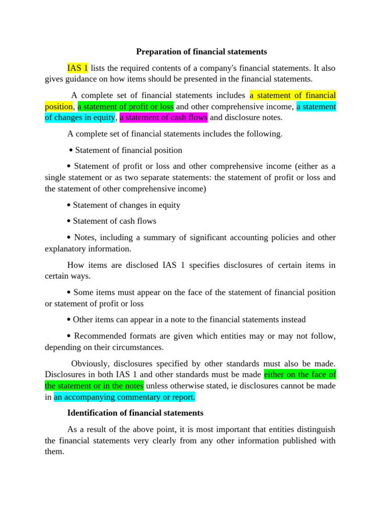 Financial Statements Preparation Guide | PDF | Balance Sheet | Equity ...