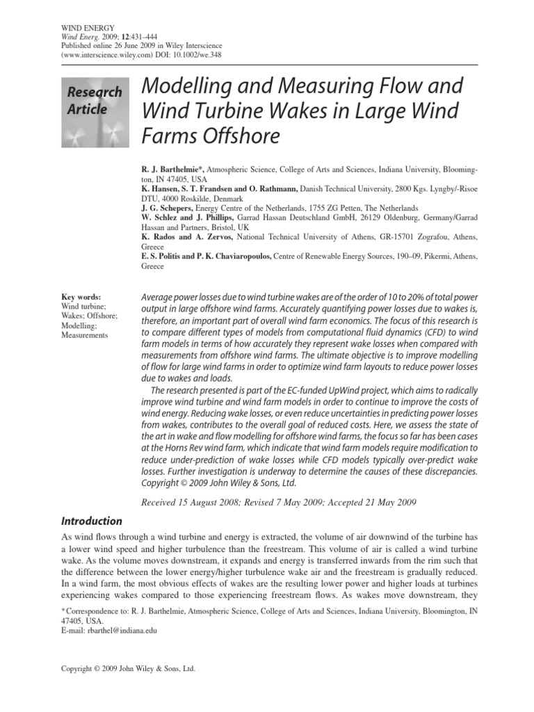 Modelling and Measuring Flow and Wind Turbine Wakes in Large Wind Farms ...
