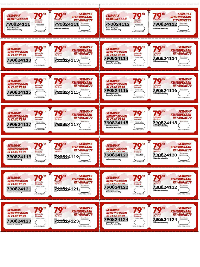 Format Kupon Door Prize Agustus 79 | PDF