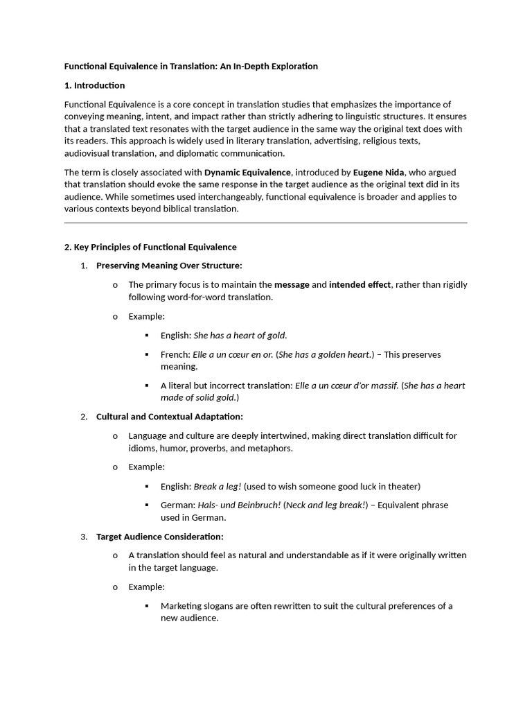 Understanding Functional Equivalence in Translation | PDF ...