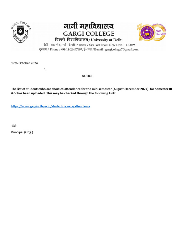 Attendance Shortfall Notice for Students | PDF
