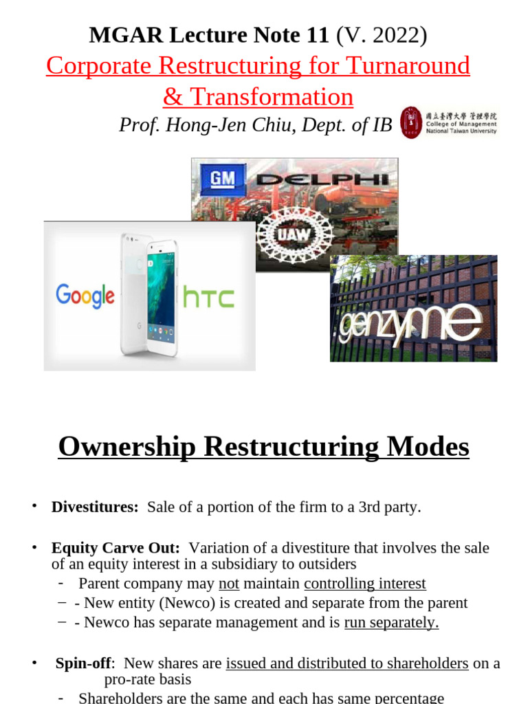 MGAR Lecture Note 11 (v. 2022) | PDF | Mergers And Acquisitions | Stocks