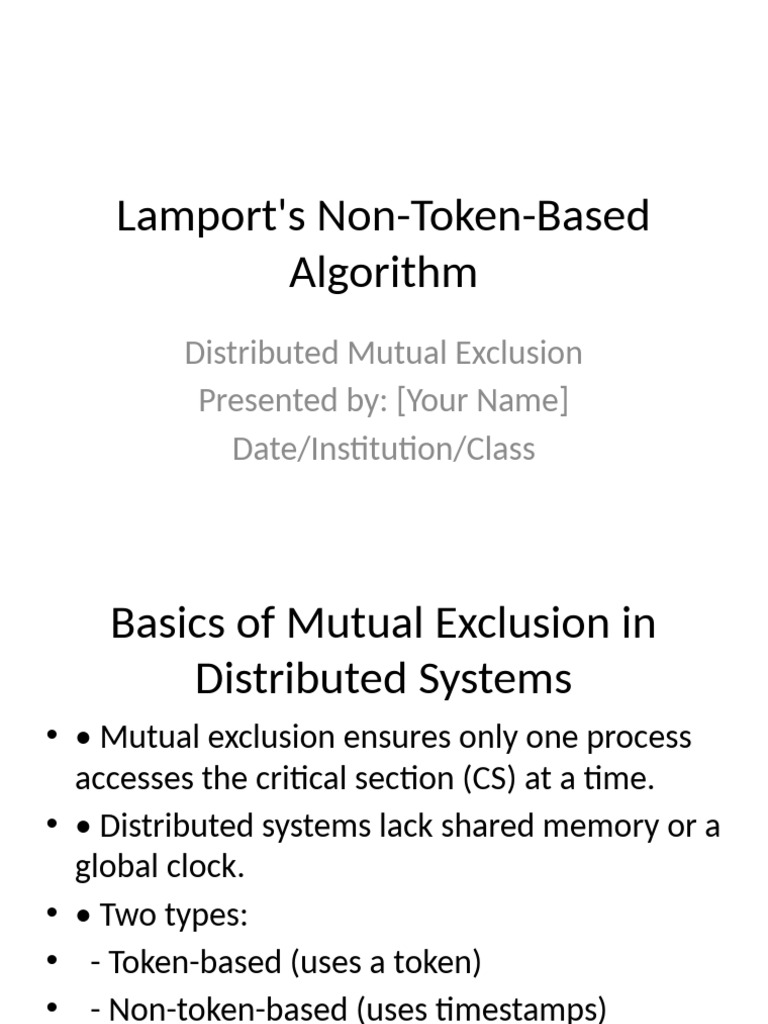 Lamport Non Token Based Algorithm | PDF | Applied Mathematics ...