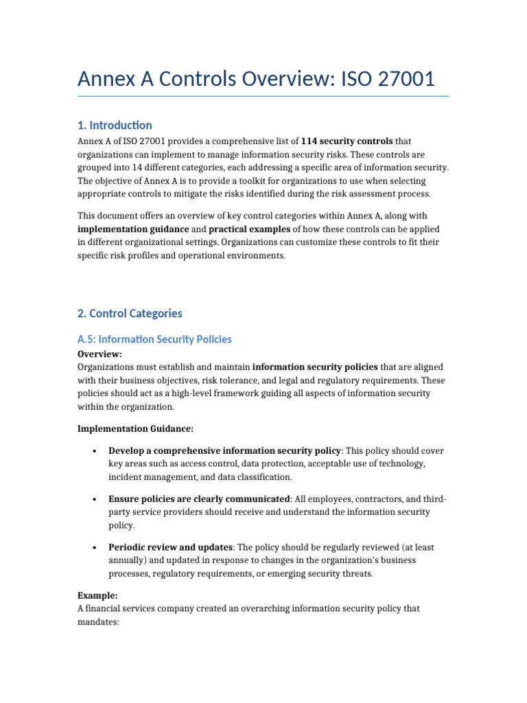 Overview of ISO 27001 Annex A Controls | PDF | Information Security ...