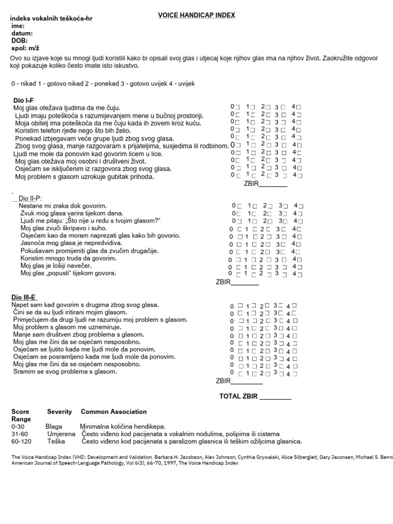 Voice Handicap Index PDF | PDF