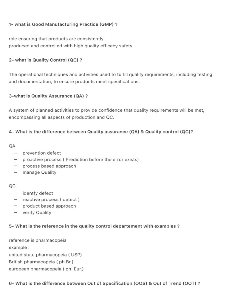 Pharmaceutical Industrial Interview Questions | PDF | High Performance ...