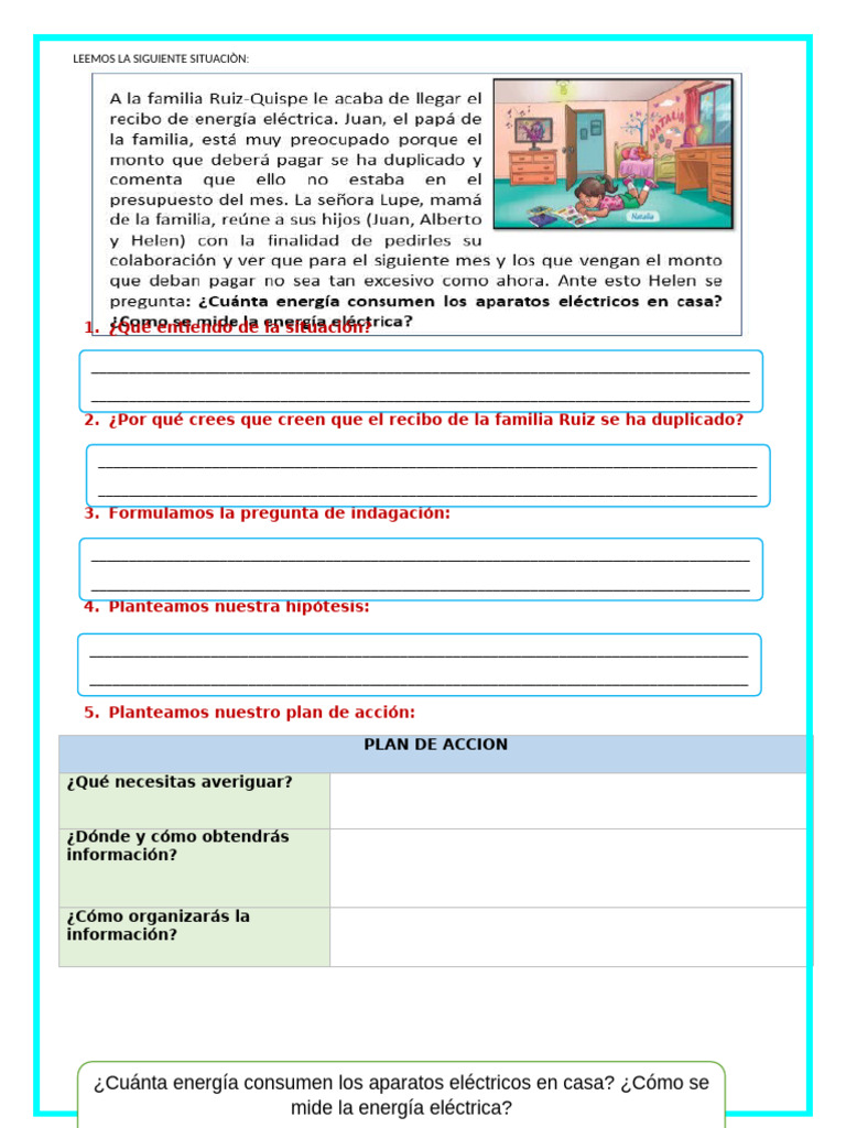 Fichas de Ahorro de Energía para Niños | PDF | Cantidades fisicas