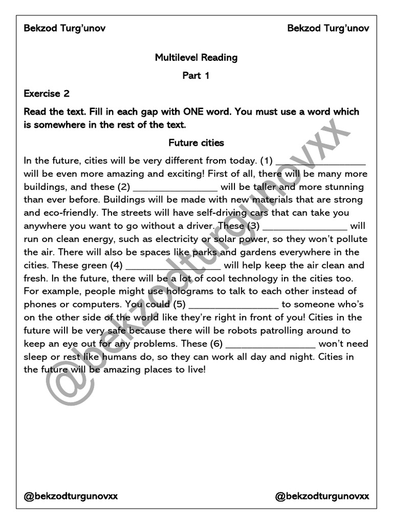 Future Cities: Multilevel Reading Part 1 | PDF