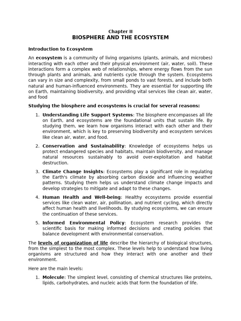 Understanding Ecosystems and Biodiversity | PDF | Ecosystem | Aquatic ...