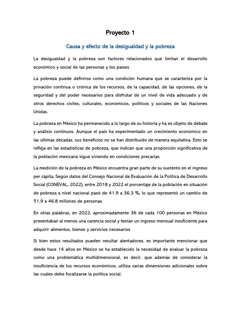 Desigualdad y pobreza en México: causas y efectos | PDF | Pobreza ...