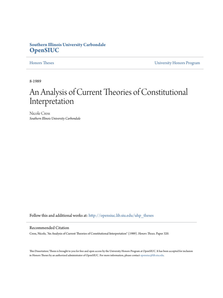 An Analysis of Current Theories of Constitutional Interpretation | PDF ...