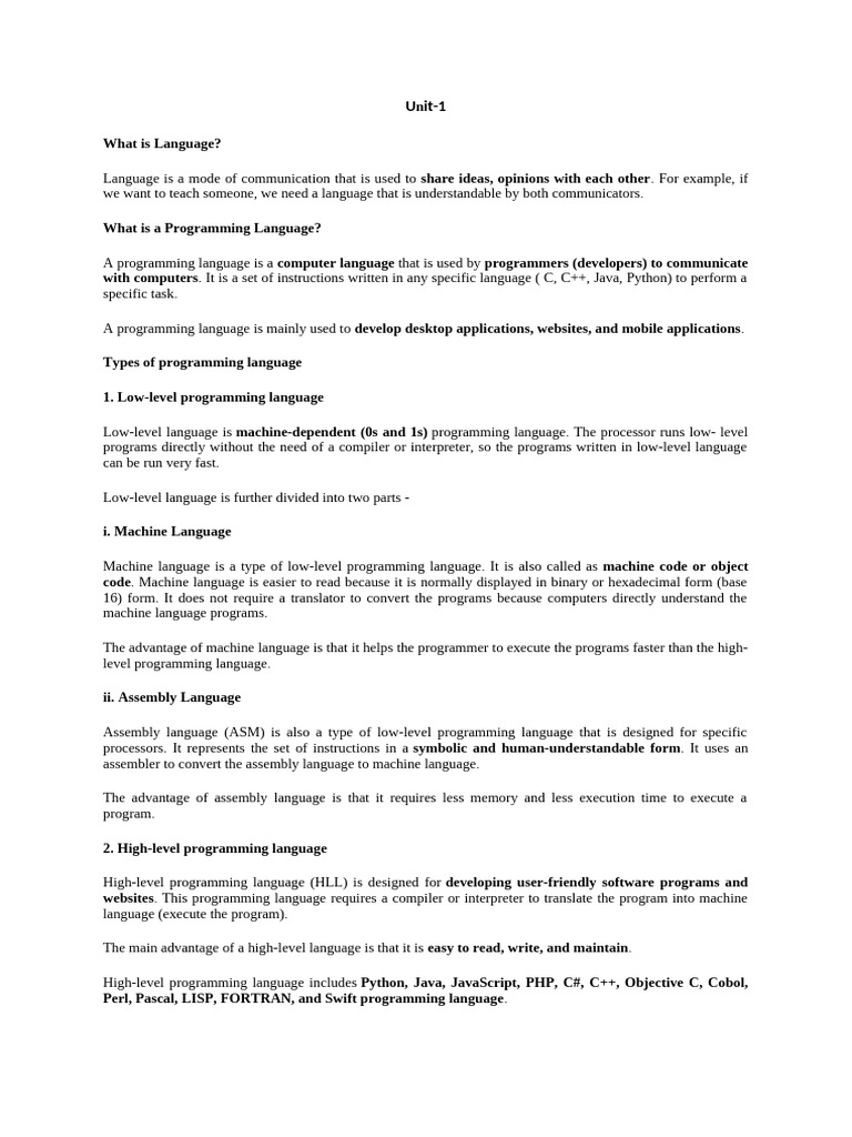 Introduction to Programming Languages | PDF | Computer Programming ...