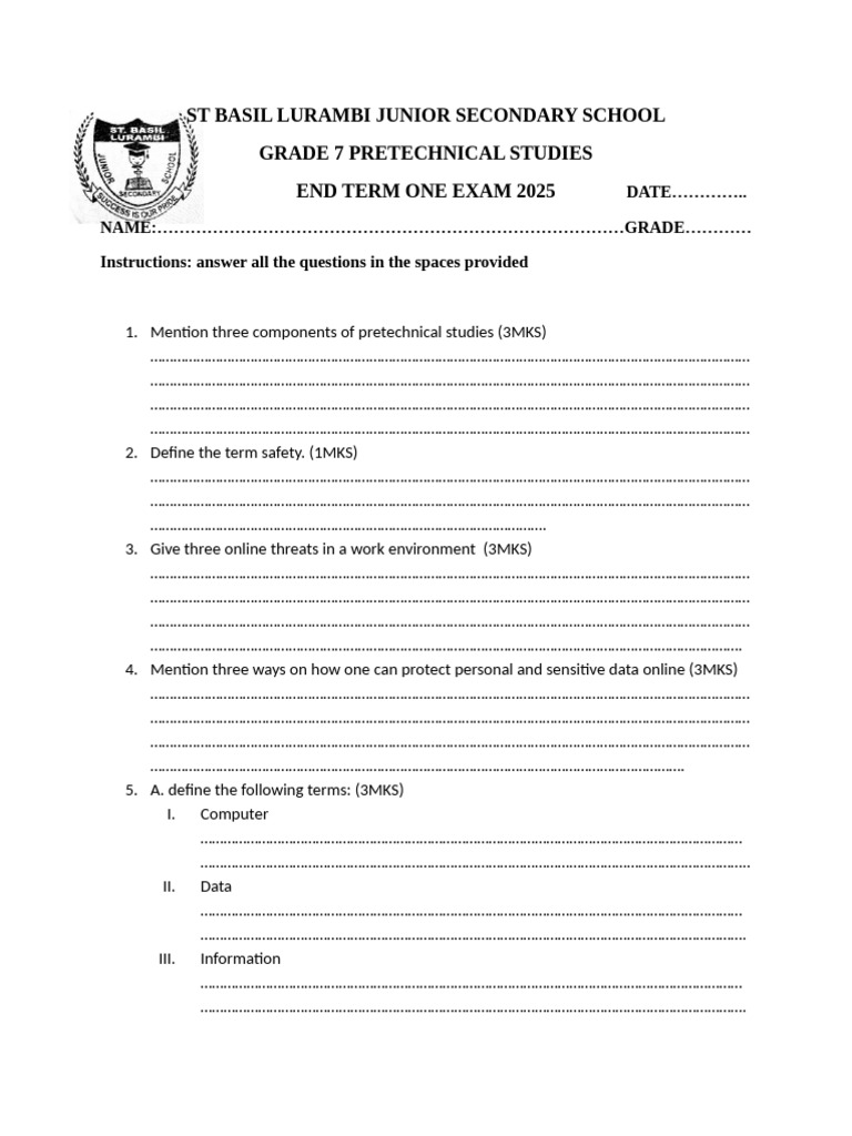 Pretechnical Studies Grade 7 | PDF | Computing