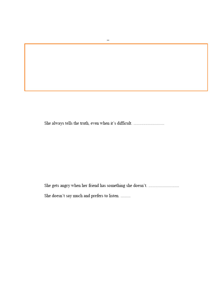 Descriptions Worsheet One-Personality Adj | PDF