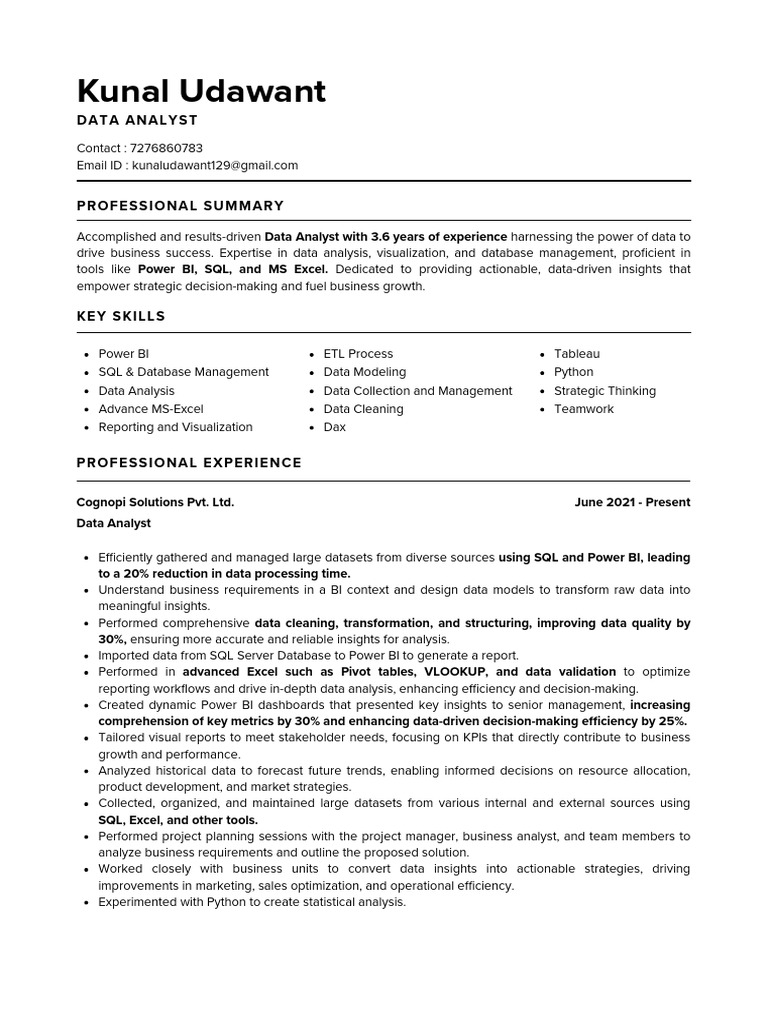 Data Analyst with Power BI & SQL Expertise | PDF | Data Analysis ...
