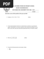 Grade 8 Mathematics Exam 2026 | PDF