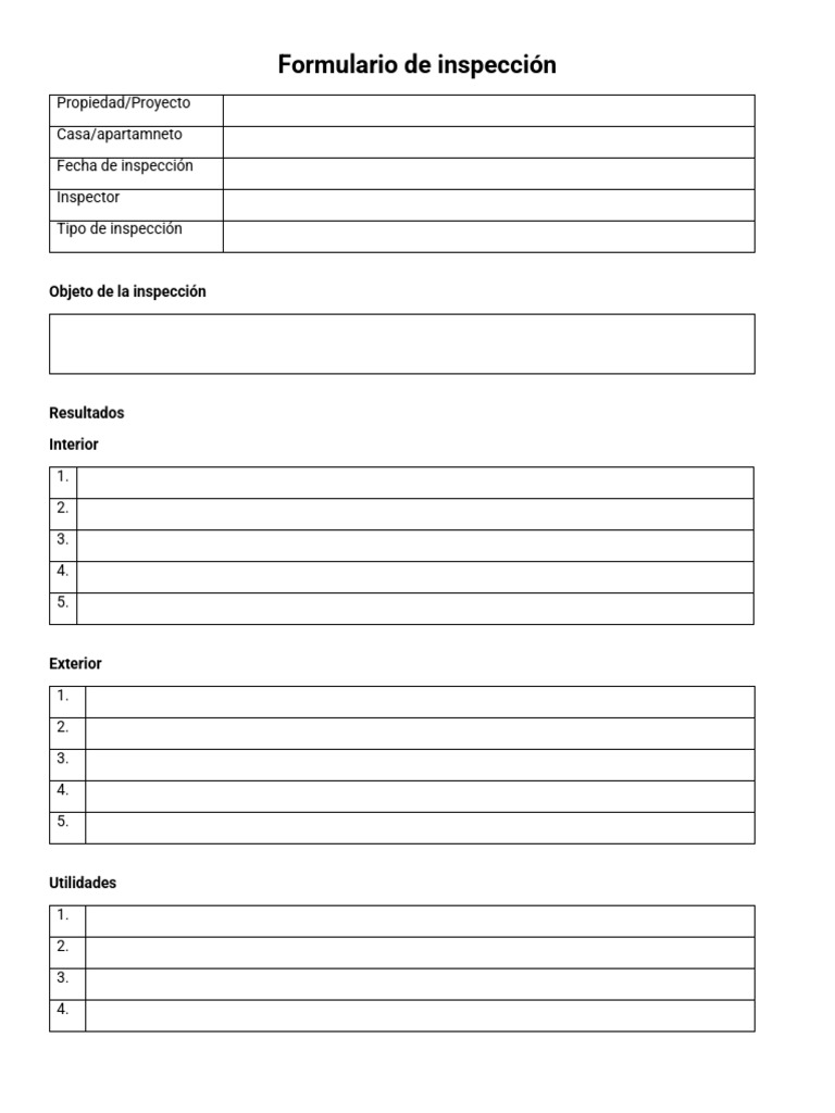 Formulario de Inspección de Propiedades | PDF