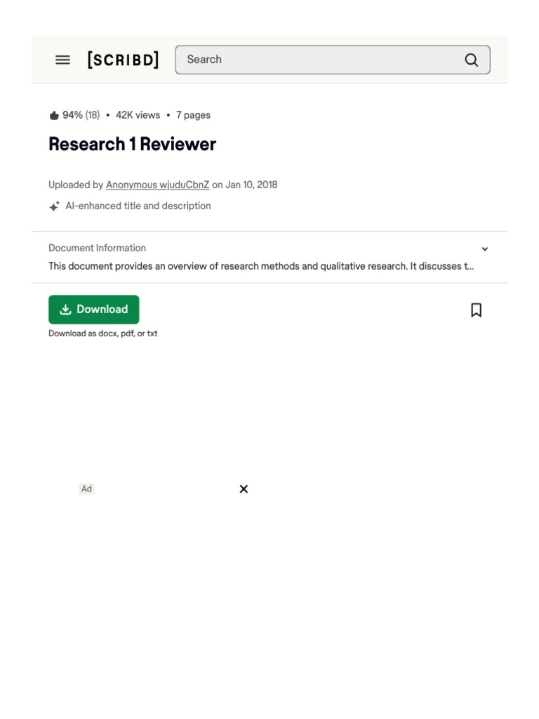 Research 1 Reviewer - PDF - Literature Review - Scientific Method | PDF ...