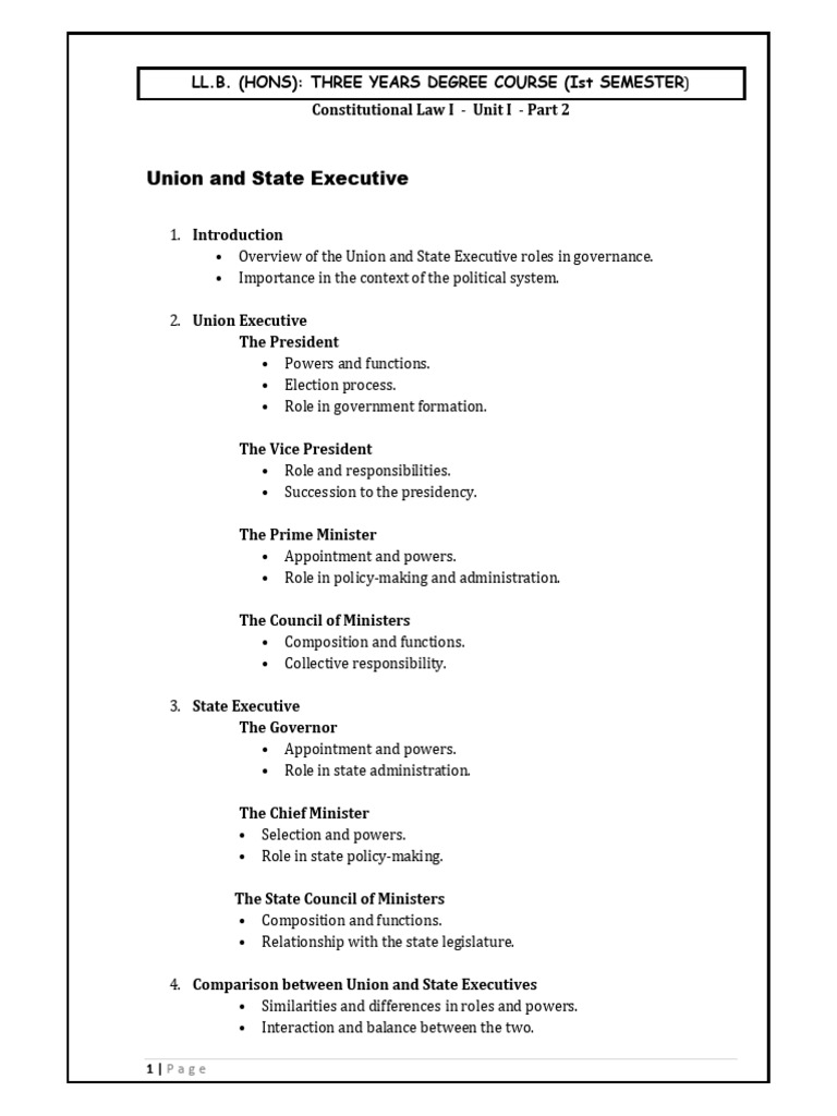 LLB - Const Law Unit I - II | PDF | Pardon | American Government