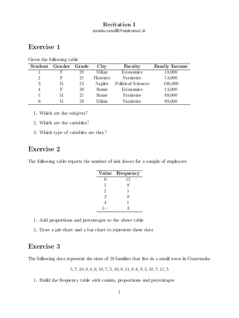Statistical Analysis Exercises and Solutions | PDF | Statistics | Mean