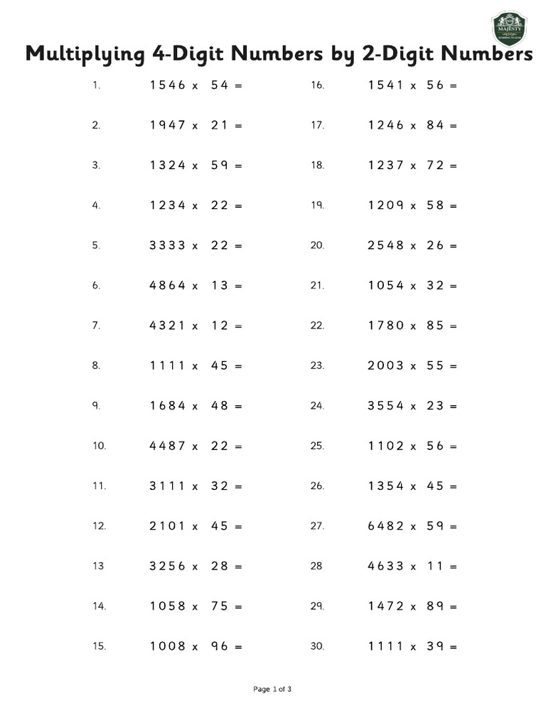Long Multiplication | PDF
