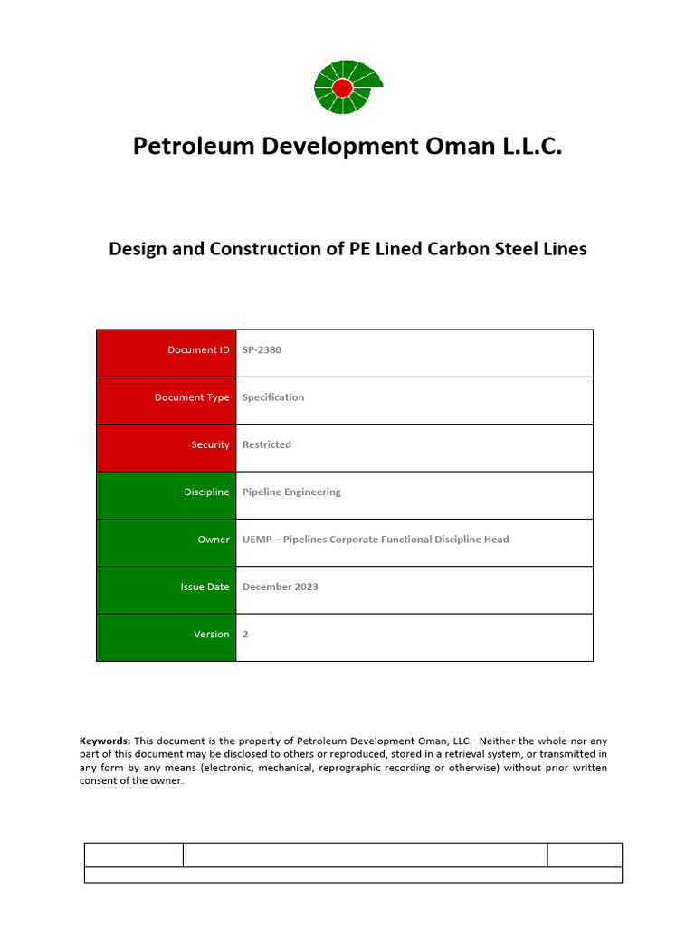 PE Lined Carbon Steel Lines Specification | PDF | Pipe (Fluid ...