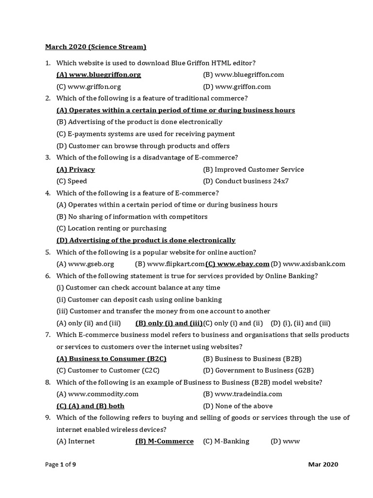 E-commerce and Java Basics Quiz | PDF | Class (Computer Programming ...