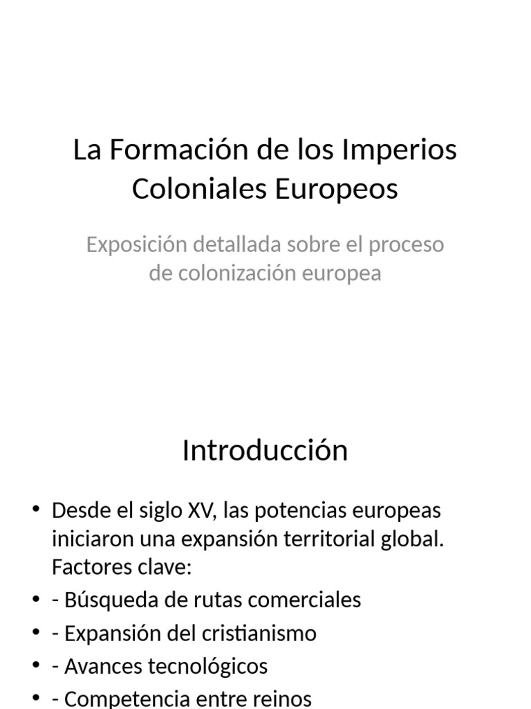 Formación de Imperios Coloniales Europeos | PDF